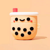 5" Cute & Funny Bubble Tea Themed AirPods Case - Off-White Silicone